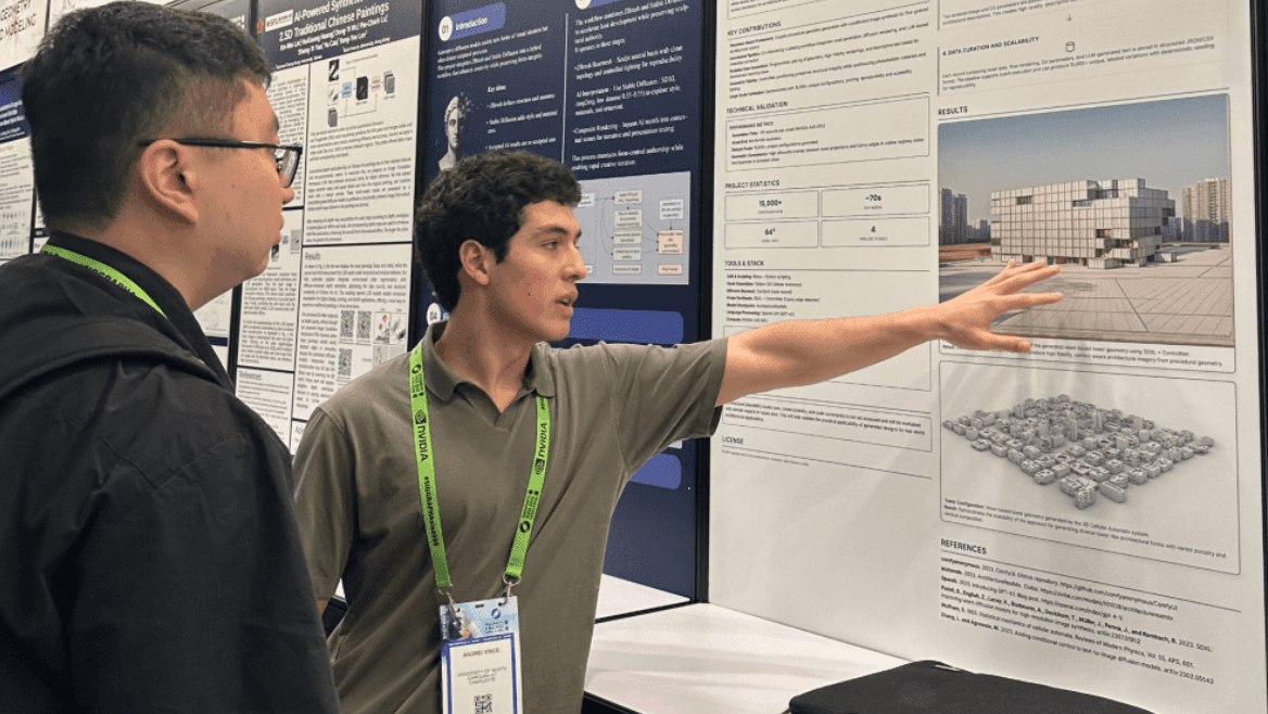 Andrei Vince presenting research at SIGGRAPH Asia 2025 in Hong Kong
